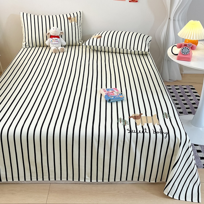 91家纺网 家纺一手货源 找家纺 雅居纺家纺 2026新款全棉绣花A类老粗布床单单件床单单品凉席席子 老粗布-小绵羊