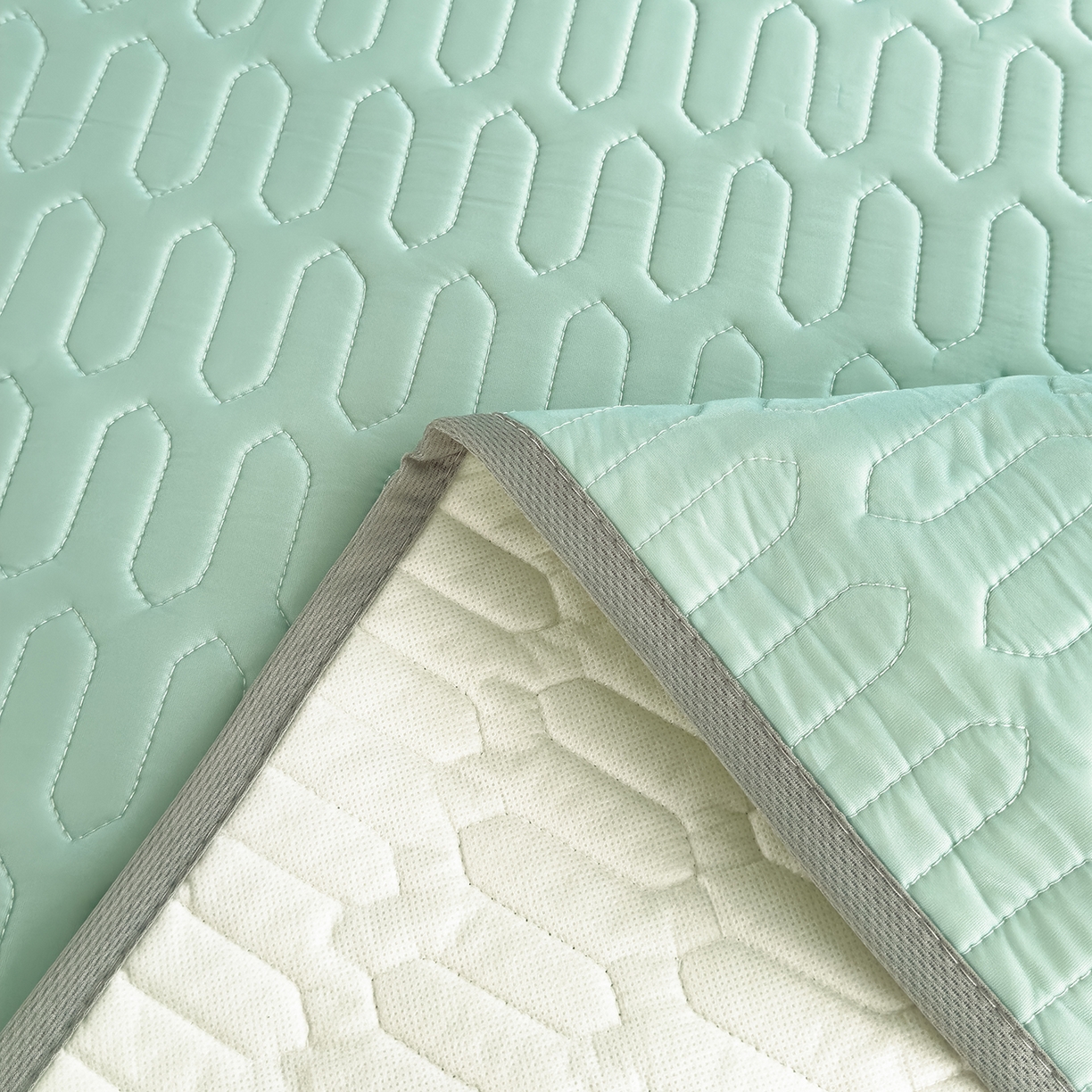 91家纺网 家纺一手货源 找家纺 悦织湾家纺 2026新款床单款乳胶席三件套印花纯色冰丝凉感夏凉乳胶席子 果绿