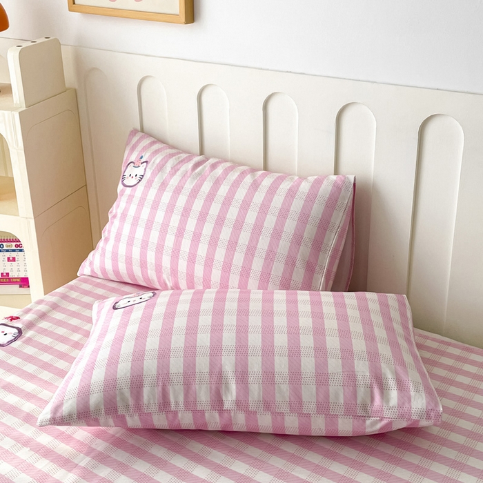 91家纺网 家纺一手货源 找家纺 雅居纺家纺 2026新款全棉绣花A类老粗布床单单件床单单品凉席席子 老粗布-猫咪派对