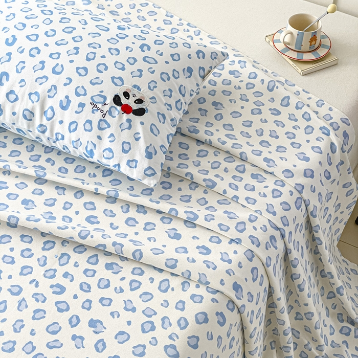 91家纺网 家纺一手货源 找家纺 雅居纺家纺 2026新款全棉绣花A类老粗布床单单件床单单品凉席席子 老粗布-苹果熊猫