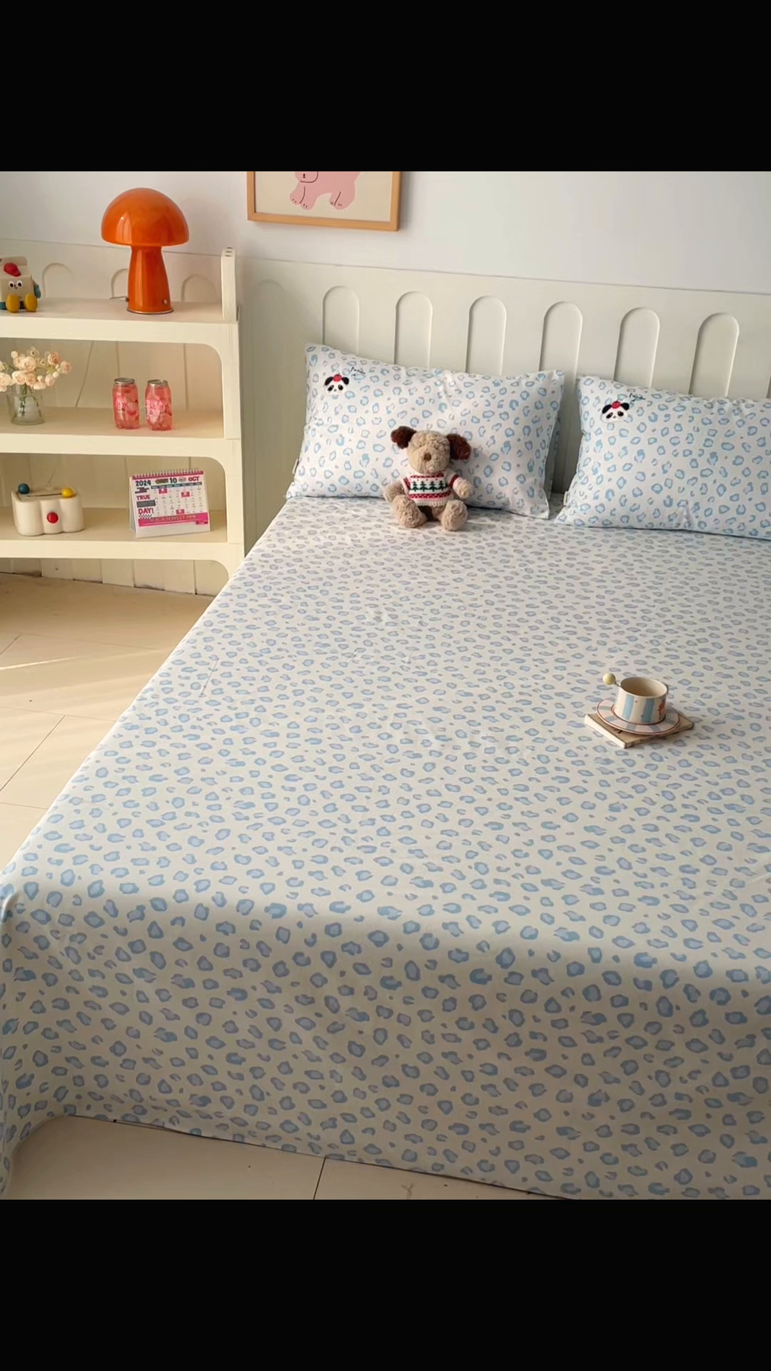 91家纺网 家纺一手货源 找家纺 雅居纺家纺 2026新款全棉绣花A类老粗布床单单件床单单品凉席席子 老粗布-苹果熊猫