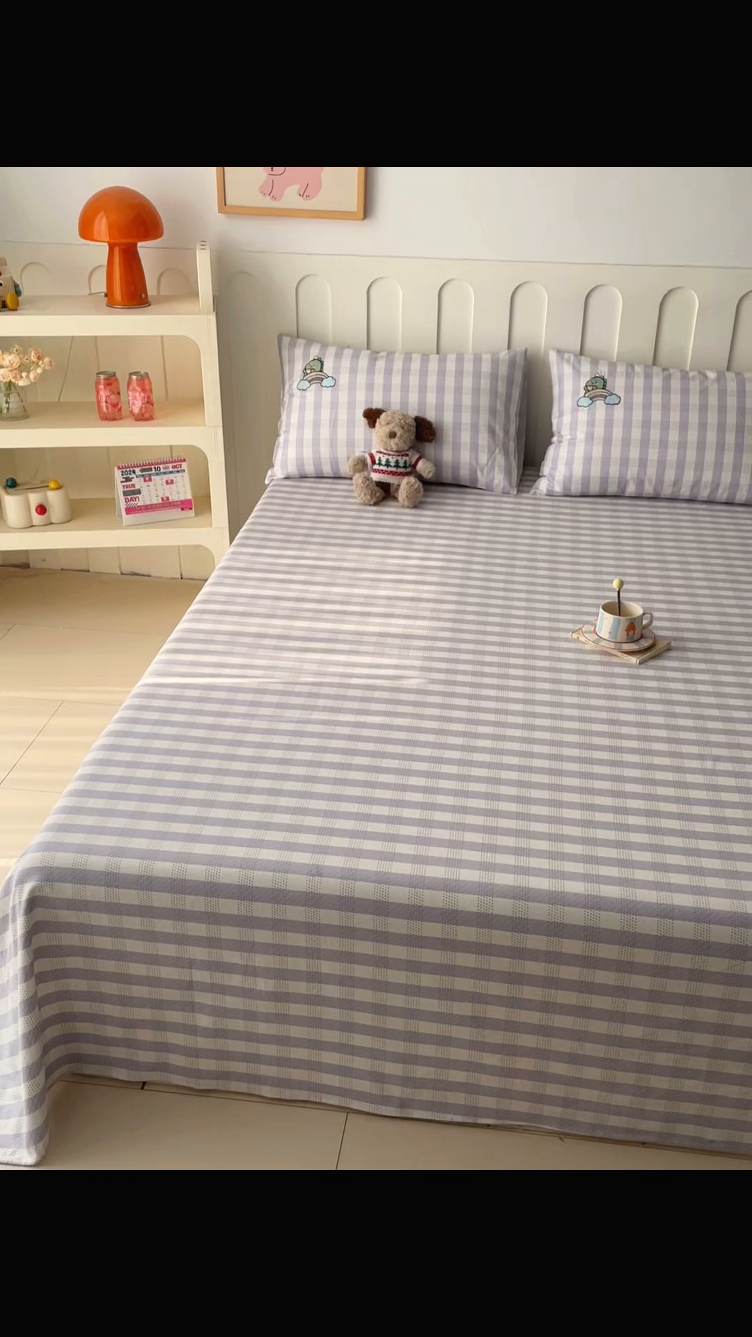 91家纺网 家纺一手货源 找家纺 雅居纺家纺 2026新款全棉绣花A类老粗布床单单件床单单品凉席席子 老粗布-星球恐龙