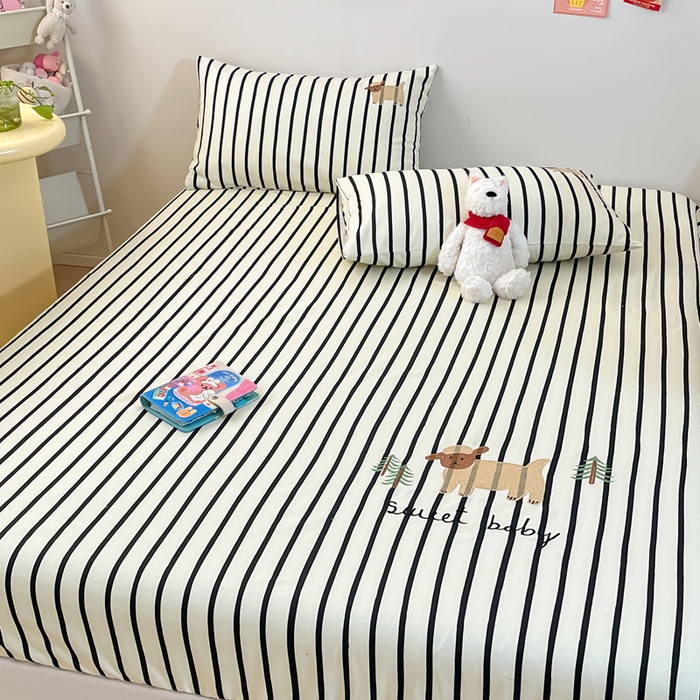 91家纺网 家纺一手货源 找家纺 雅居纺家纺 2026新款全棉绣花A类老粗布床笠单件床笠单品凉席席子 老粗布-小绵羊