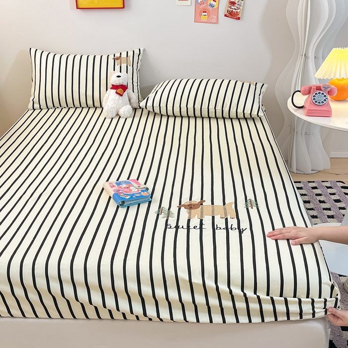 91家纺网 家纺一手货源 找家纺 雅居纺家纺 2026新款全棉绣花A类老粗布床笠单件床笠单品凉席席子 老粗布-小绵羊