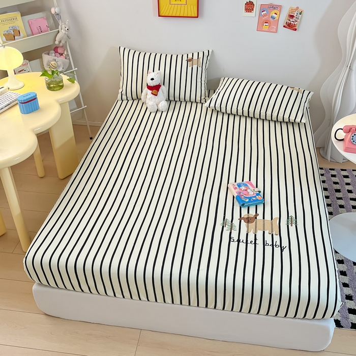 91家纺网 家纺一手货源 找家纺 雅居纺家纺 2026新款全棉绣花A类老粗布床笠单件床笠单品凉席席子 老粗布-小绵羊