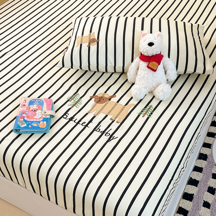 91家纺网 家纺一手货源 找家纺 雅居纺家纺 2026新款全棉绣花A类老粗布床笠单件床笠单品凉席席子 老粗布-小绵羊