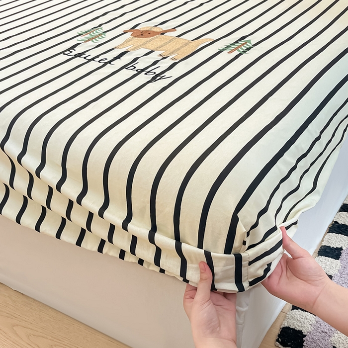 91家纺网 家纺一手货源 找家纺 雅居纺家纺 2026新款全棉绣花A类老粗布床笠单件床笠单品凉席席子 老粗布-小绵羊