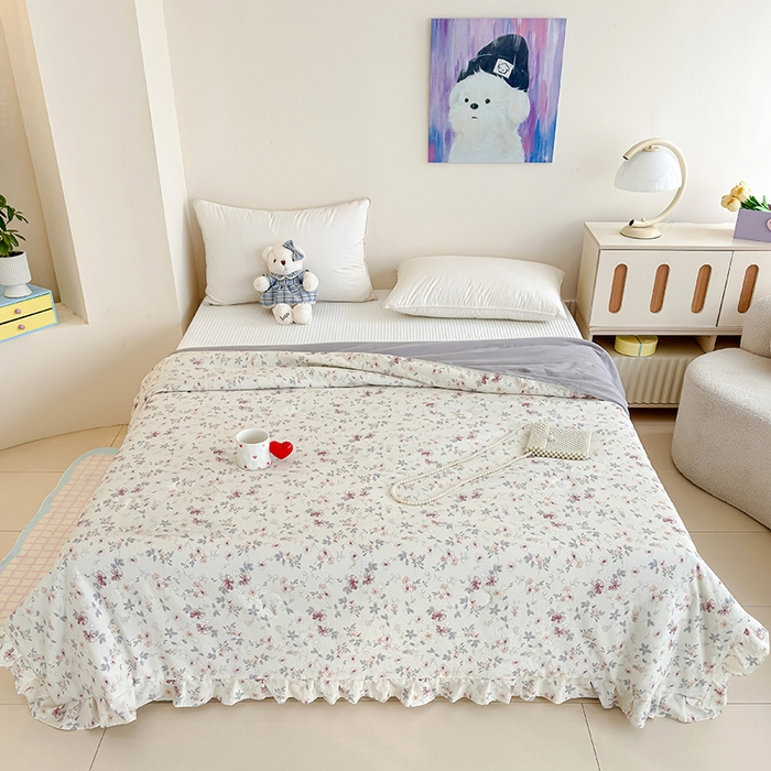 91家纺网 家纺一手货源 找家纺 归属 2026春夏新款古法仿棉夏被夏凉被空调被系列 繁花入梦