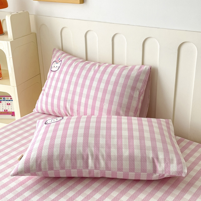 91家纺网 家纺一手货源 找家纺 雅居纺家纺 2026新款全棉绣花A类老粗布床笠单件床笠单品凉席席子 老粗布-猫咪派对