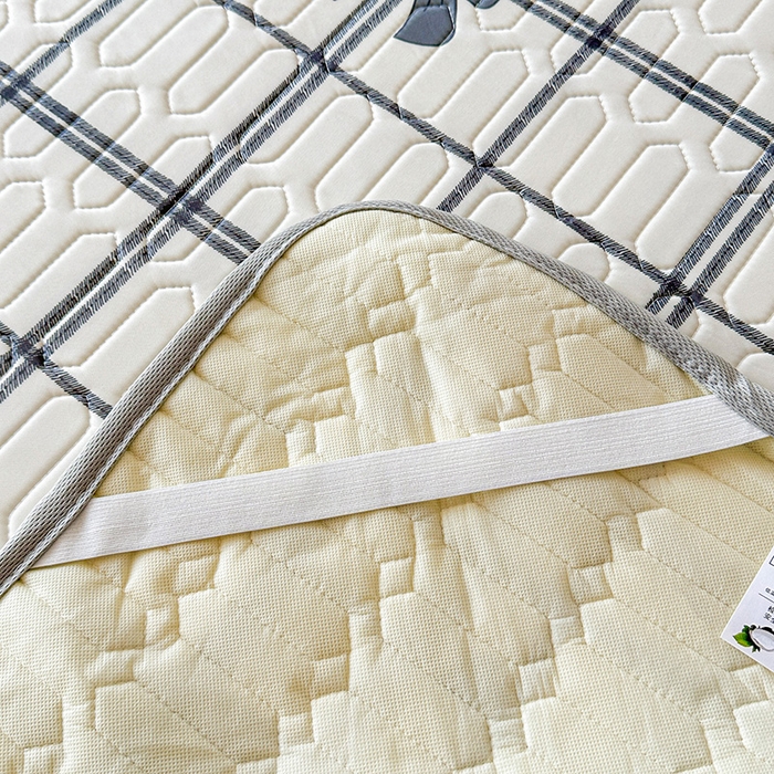 91家纺网 家纺一手货源 找家纺 悦织湾家纺 2026新款床单款乳胶席三件套印花纯色冰丝凉感夏凉乳胶席子 格子蝴蝶结