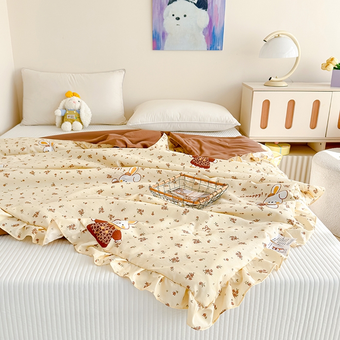 91家纺网 家纺一手货源 找家纺 归属 2026春夏新款古法仿棉夏被夏凉被空调被系列 啵啵兔儿