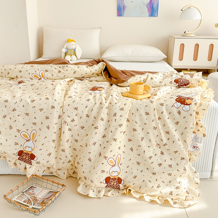 91家纺网 家纺一手货源 找家纺 归属 2026春夏新款古法仿棉夏被夏凉被空调被系列 啵啵兔儿