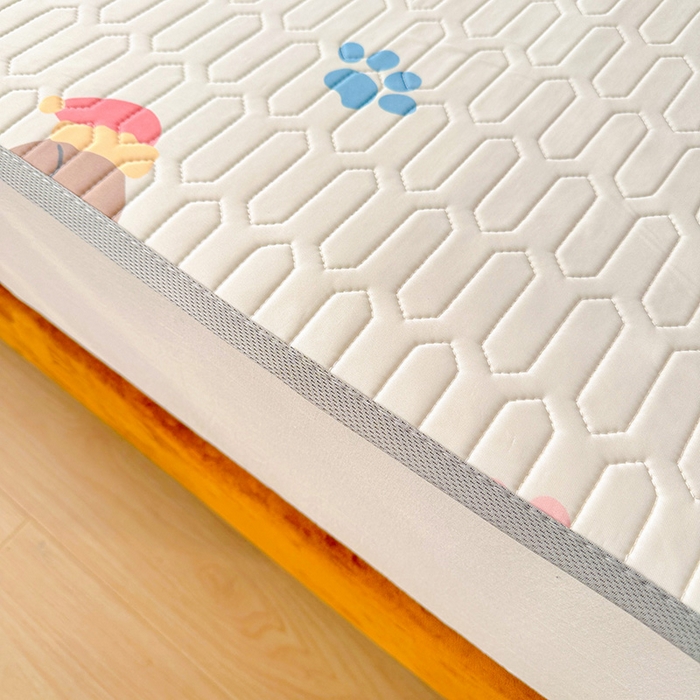 91家纺网 家纺一手货源 找家纺 悦织湾家纺 2026新款床单款乳胶席三件套印花纯色冰丝凉感夏凉乳胶席子 狗狗