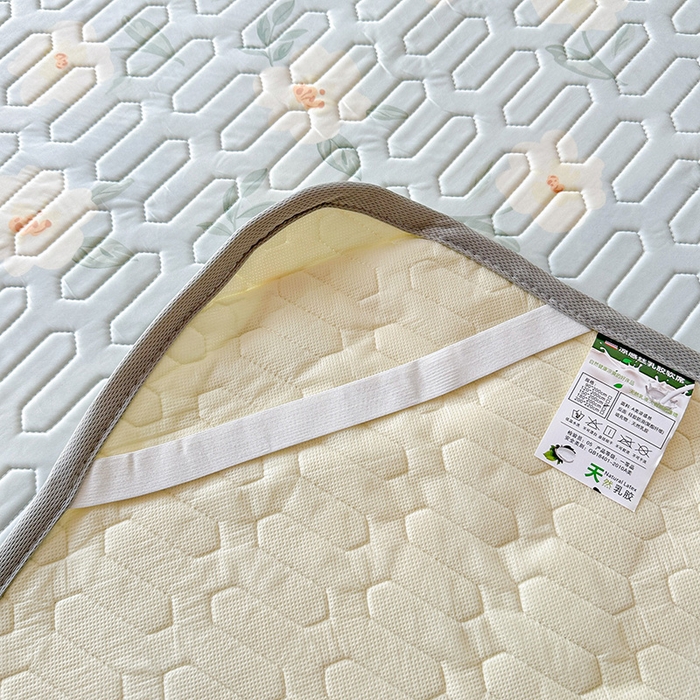 91家纺网 家纺一手货源 找家纺 悦织湾家纺 2026新款床单款乳胶席三件套印花纯色冰丝凉感夏凉乳胶席子 花韵兰