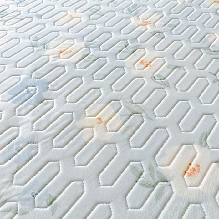 91家纺网 家纺一手货源 找家纺 悦织湾家纺 2026新款床单款乳胶席三件套印花纯色冰丝凉感夏凉乳胶席子 花韵兰