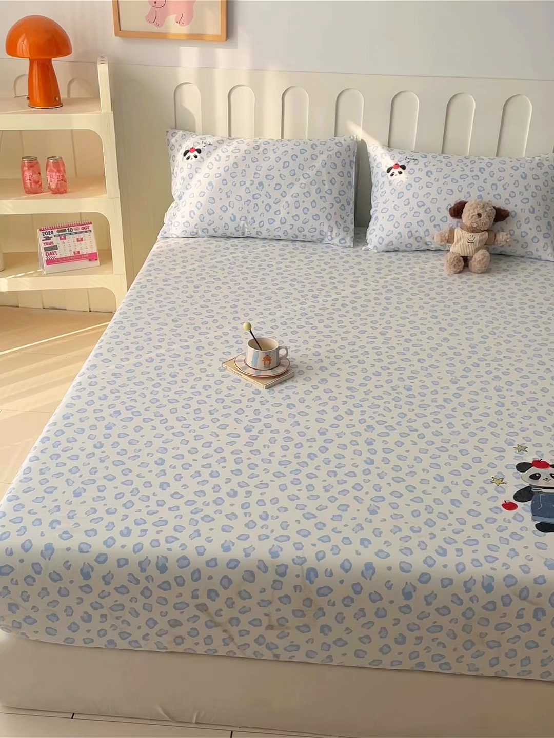 91家纺网 家纺一手货源 找家纺 雅居纺家纺 2026新款全棉绣花A类老粗布床笠单件床笠单品凉席席子 老粗布-苹果熊猫