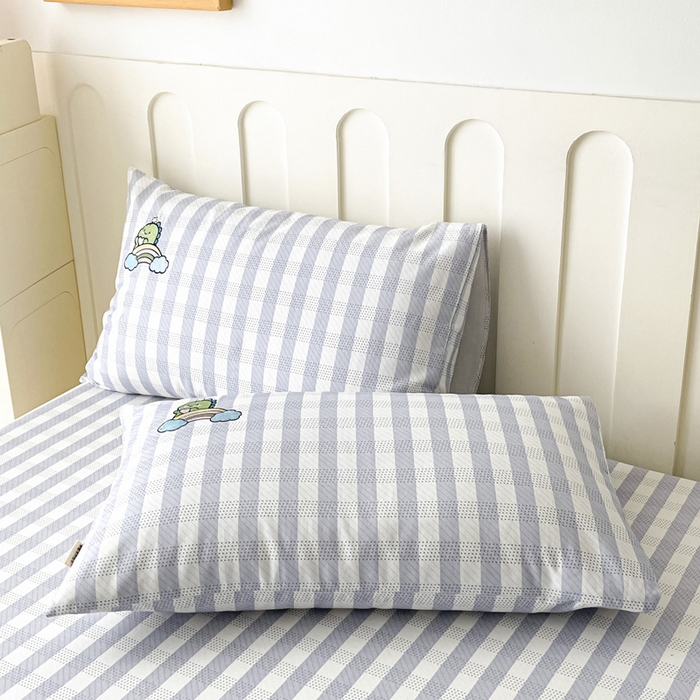 91家纺网 家纺一手货源 找家纺 雅居纺家纺 2026新款全棉绣花A类老粗布床笠单件床笠单品凉席席子 老粗布-星球恐龙