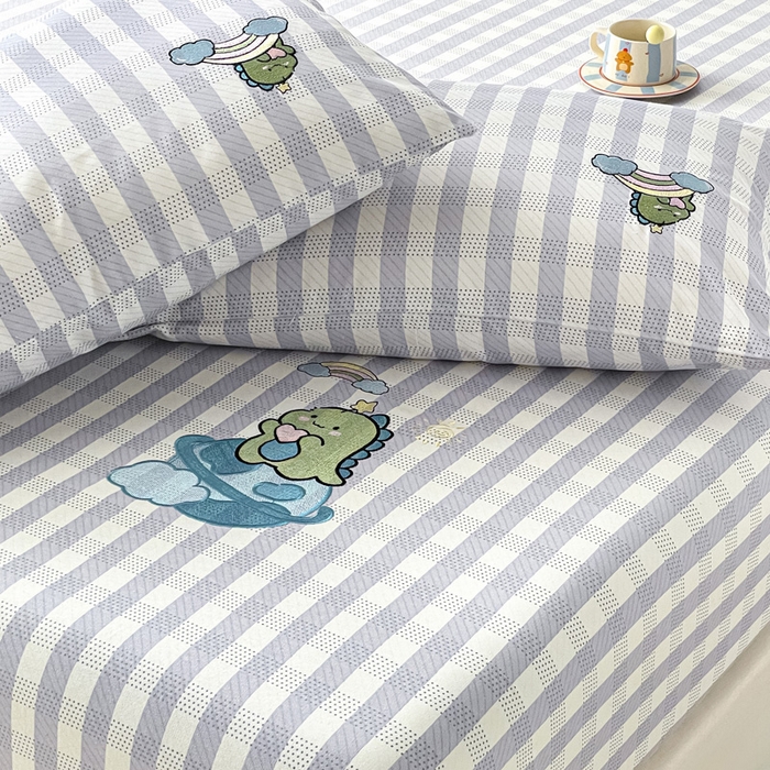 91家纺网 家纺一手货源 找家纺 雅居纺家纺 2026新款全棉绣花A类老粗布床笠单件床笠单品凉席席子 老粗布-星球恐龙