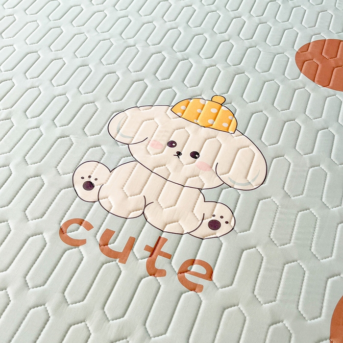 91家纺网 家纺一手货源 找家纺 悦织湾家纺 2026新款床单款乳胶席三件套印花纯色冰丝凉感夏凉乳胶席子 小可爱浅蓝