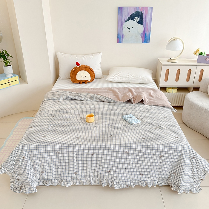 归属 2026春夏新款古法仿棉夏被夏凉被空调被系列 格子兔儿