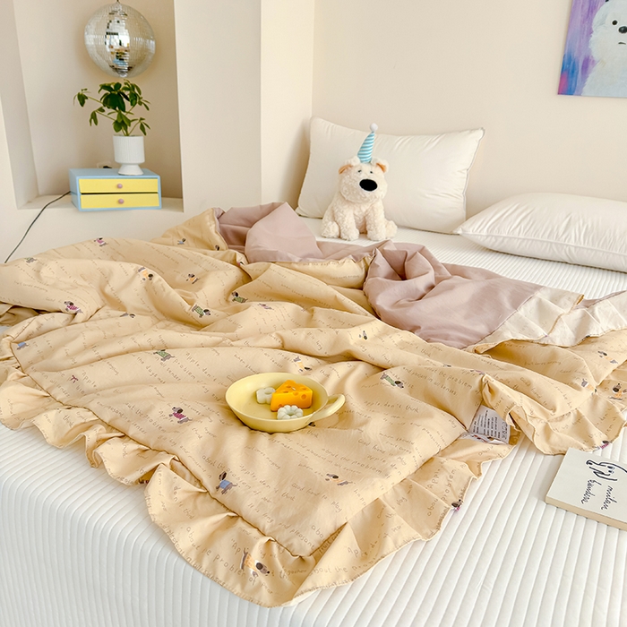 91家纺网 家纺一手货源 找家纺 归属 2026春夏新款古法仿棉夏被夏凉被空调被系列 狗狗家族