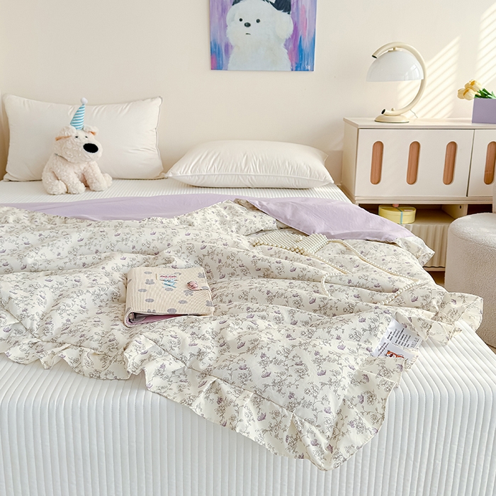 91家纺网 家纺一手货源 找家纺 归属 2026春夏新款古法仿棉夏被夏凉被空调被系列 花间彩蝶