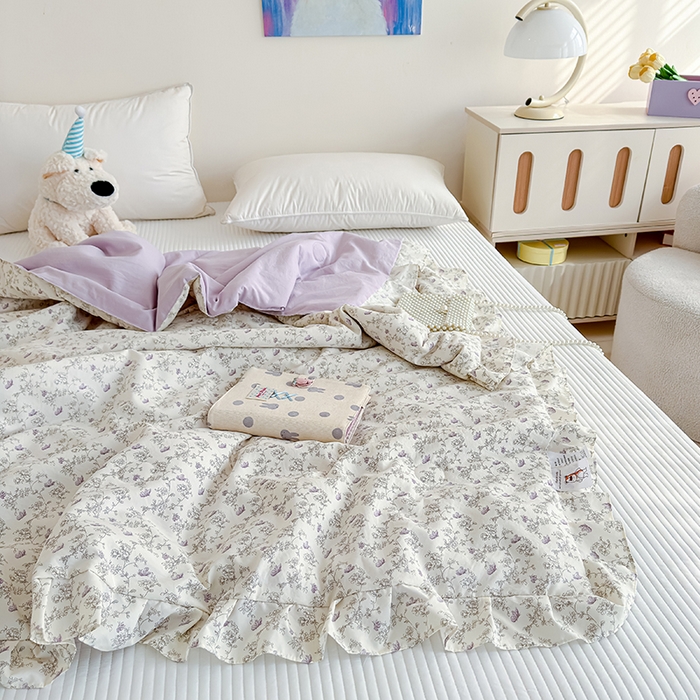 91家纺网 家纺一手货源 找家纺 归属 2026春夏新款古法仿棉夏被夏凉被空调被系列 花间彩蝶