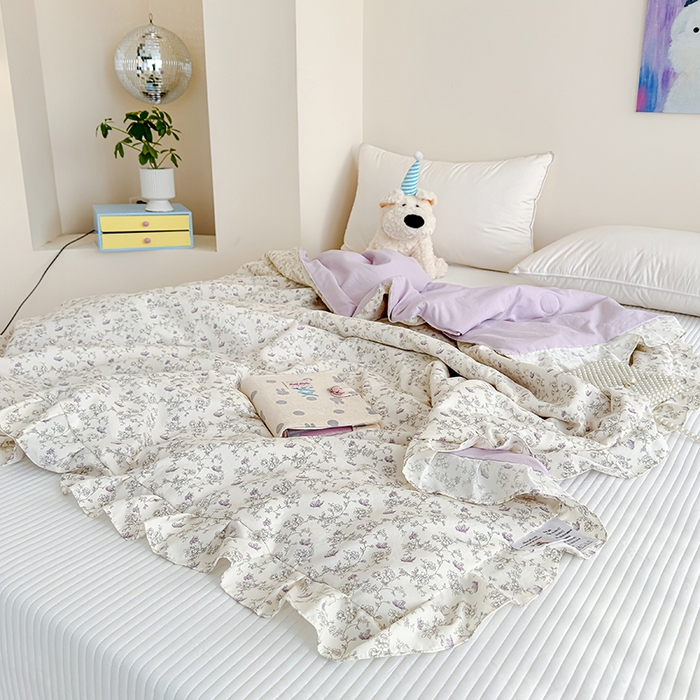 91家纺网 家纺一手货源 找家纺 归属 2026春夏新款古法仿棉夏被夏凉被空调被系列 花间彩蝶