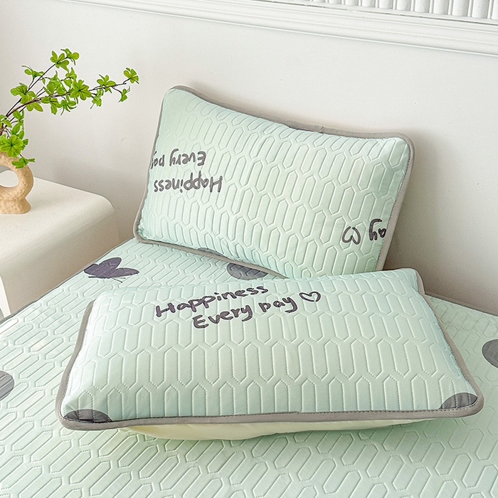 91家纺网 家纺一手货源 找家纺 悦织湾家纺 2026新款床单款乳胶席三件套印花纯色冰丝凉感夏凉乳胶席子 圆圈蝴蝶