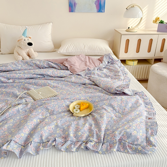 91家纺网 家纺一手货源 找家纺 归属 2026春夏新款古法仿棉夏被夏凉被空调被系列 花漾玫瑰