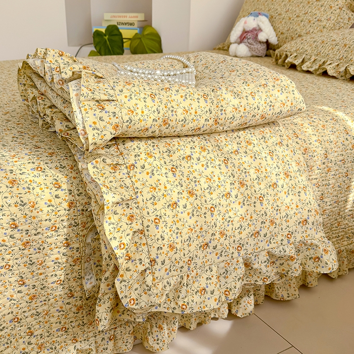 91家纺网 家纺一手货源 找家纺 归属 2026春夏新款古法仿棉夏被夏凉被空调被系列 金盏花事