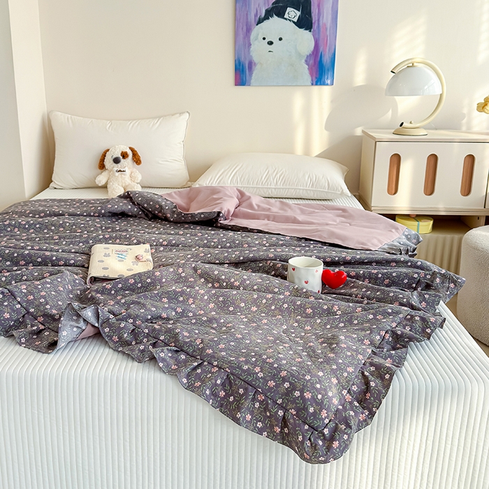 91家纺网 家纺一手货源 找家纺 归属 2026春夏新款古法仿棉夏被夏凉被空调被系列 流年花影