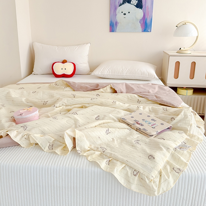 91家纺网 家纺一手货源 找家纺 归属 2026春夏新款古法仿棉夏被夏凉被空调被系列 漫花蝶舞