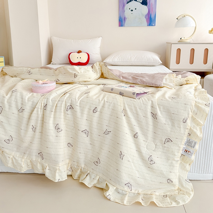 91家纺网 家纺一手货源 找家纺 归属 2026春夏新款古法仿棉夏被夏凉被空调被系列 漫花蝶舞