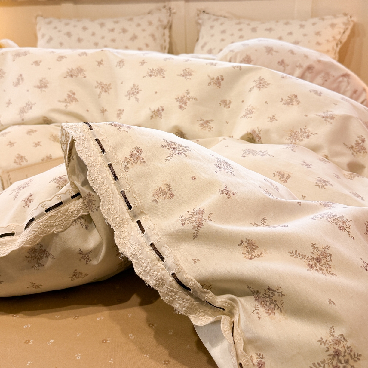 91家纺网 家纺一手货源 找家纺 澳萝拉 2026新款全棉法式小清新复古碎花四件套 夜茉莉