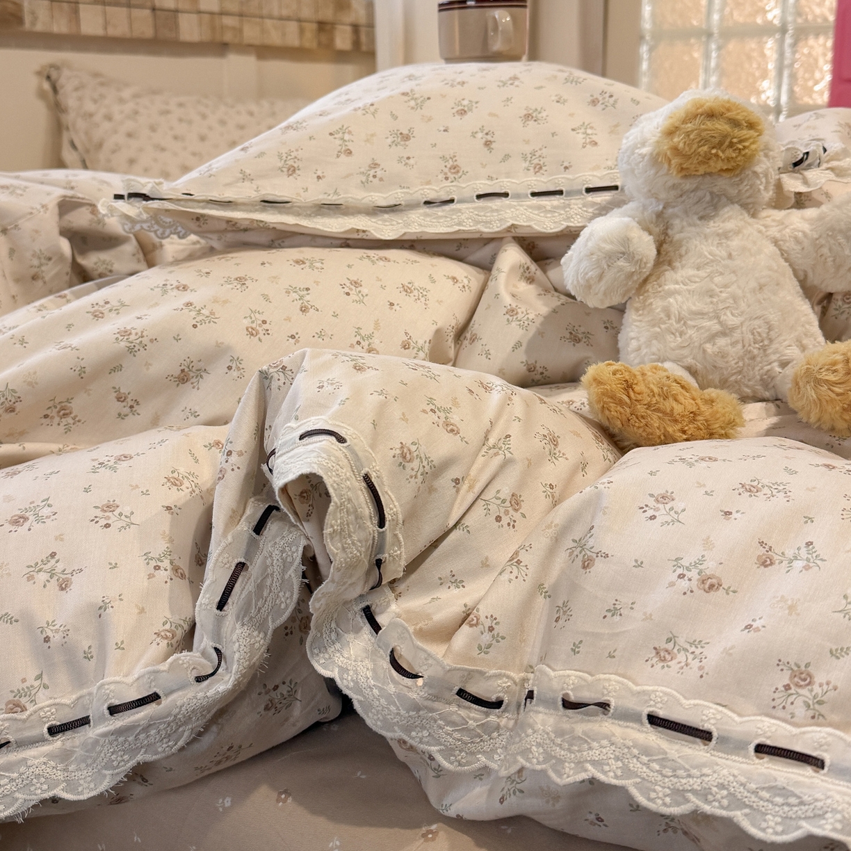 91家纺网 家纺一手货源 找家纺 澳萝拉 2026新款全棉法式小清新复古碎花四件套 温婉