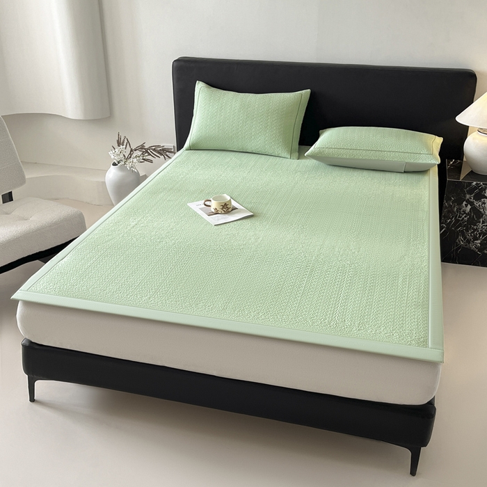 91家纺网 家纺一手货源 找家纺 雅居纺家纺 2026新款A类加厚三明治底星空提花凉感席床单款凉席席子 星空-绿