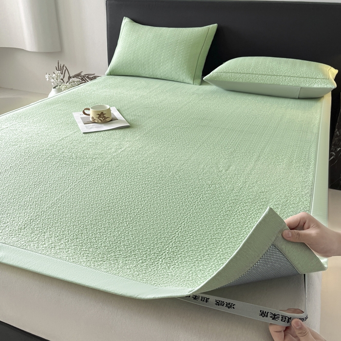 91家纺网 家纺一手货源 找家纺 雅居纺家纺 2026新款A类加厚三明治底星空提花凉感席床单款凉席席子 星空-绿