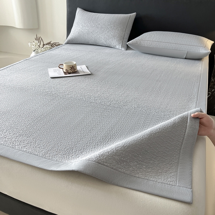 91家纺网 家纺一手货源 找家纺 雅居纺家纺 2026新款A类加厚三明治底星空提花凉感席床单款凉席席子 星空-灰