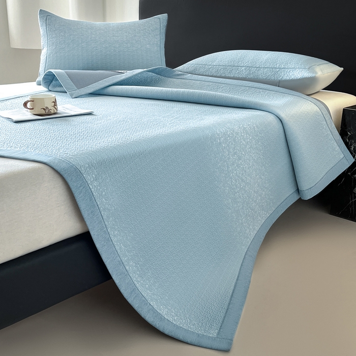 91家纺网 家纺一手货源 找家纺 雅居纺家纺 2026新款A类加厚三明治底星空提花凉感席床单款凉席席子 星空-蓝