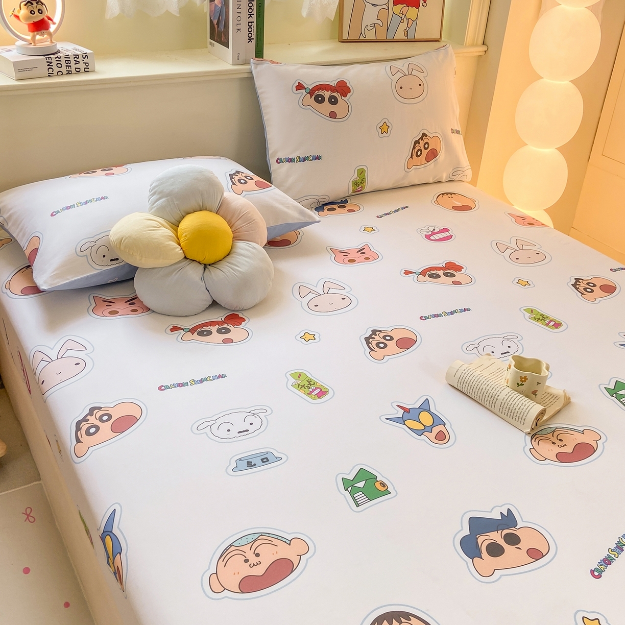 91家纺网 家纺一手货源 找家纺 博雅 2026新款蜡笔小新正版授权全棉纯棉小版单床笠床笠单件 小版-小兔蜡笔小新