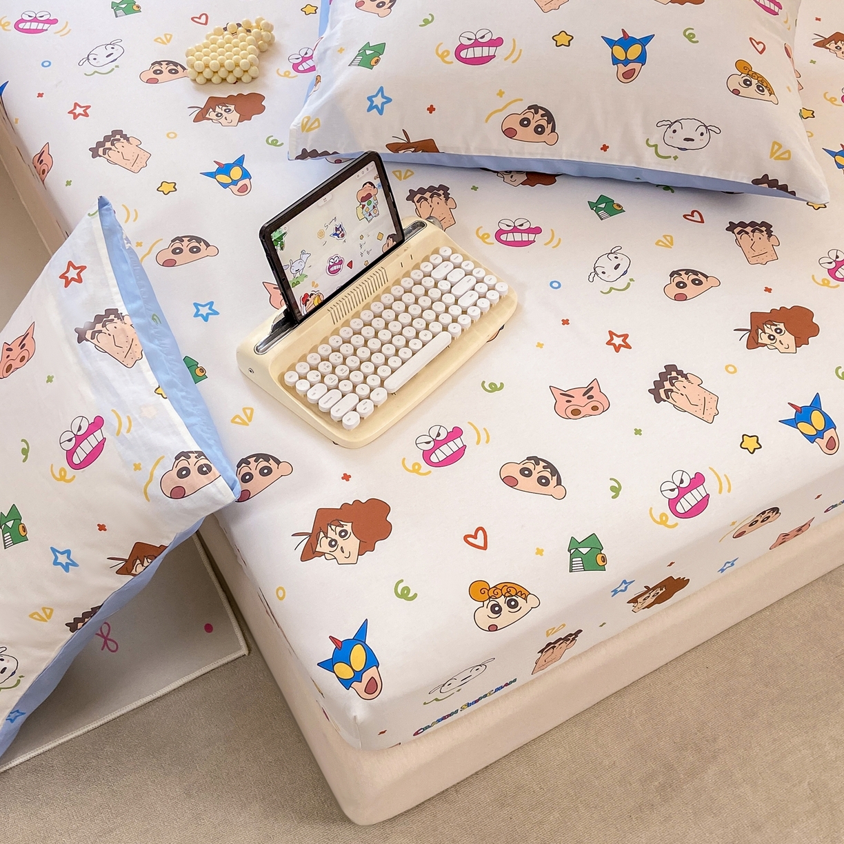 91家纺网 家纺一手货源 找家纺 （总）博雅 2026新款蜡笔小新正版授权全棉纯棉小版单床笠床笠单件