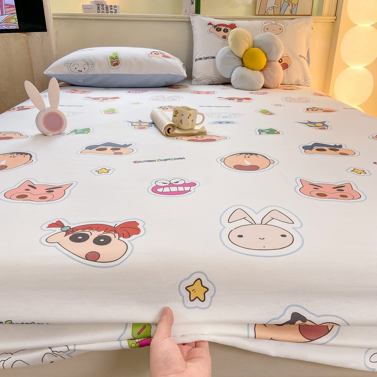 91家纺网 家纺一手货源 找家纺 博雅 2026新款蜡笔小新正版授权全棉纯棉小版单床笠床笠单件 小版-小兔蜡笔小新