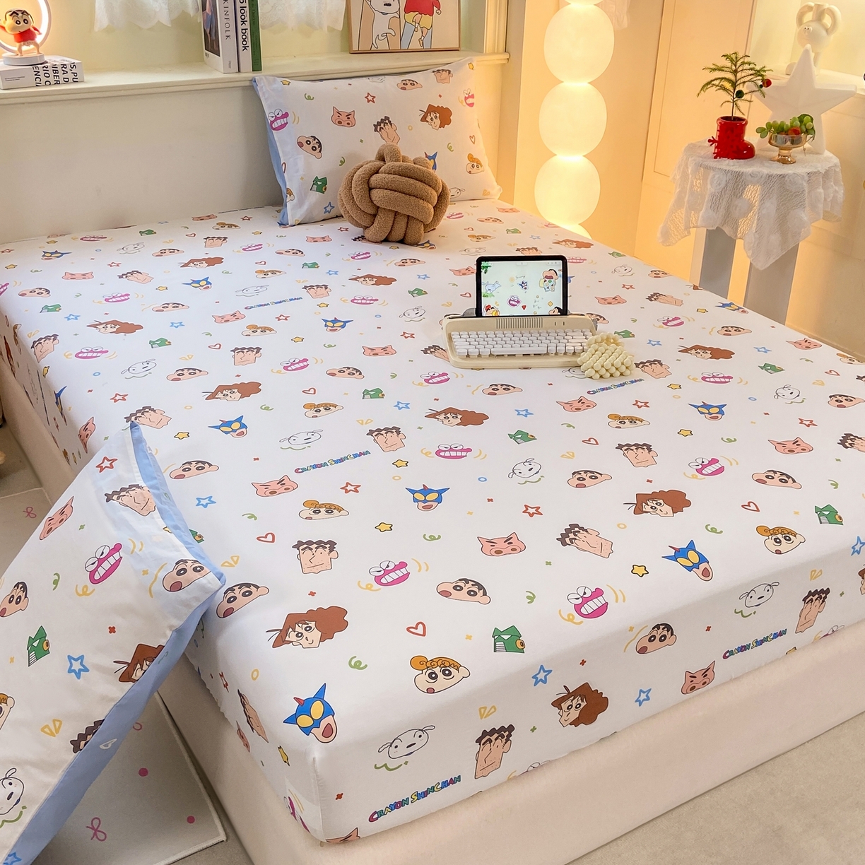 91家纺网 家纺一手货源 找家纺 博雅 2026新款蜡笔小新正版授权全棉纯棉小版单床笠床笠单件 小版-满版蜡笔小新