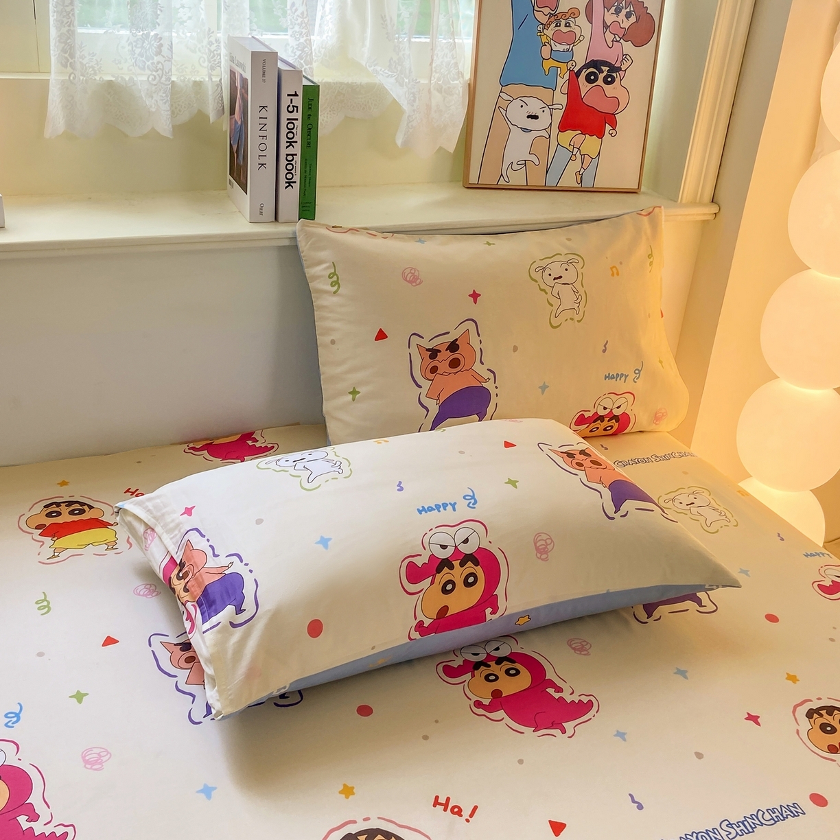 91家纺网 家纺一手货源 找家纺 博雅 2026新款蜡笔小新正版授权全棉纯棉小版单床笠床笠单件 小版-小彩带蜡笔小新