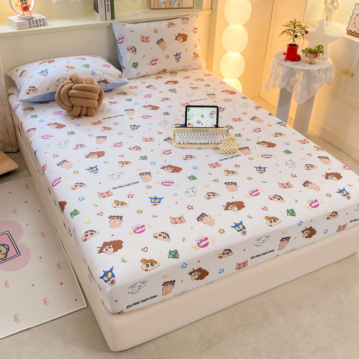 91家纺网 家纺一手货源 找家纺 博雅 2026新款蜡笔小新正版授权全棉纯棉小版单床笠床笠单件 小版-满版蜡笔小新