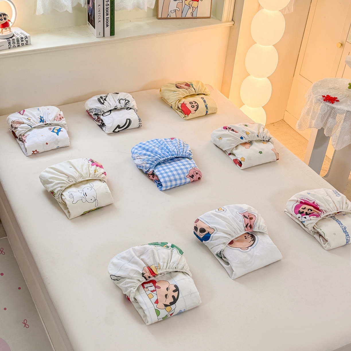 博雅 2026新款蜡笔小新正版授权全棉纯棉小版单床笠床笠单件 组合图（仅供展示不可下单）