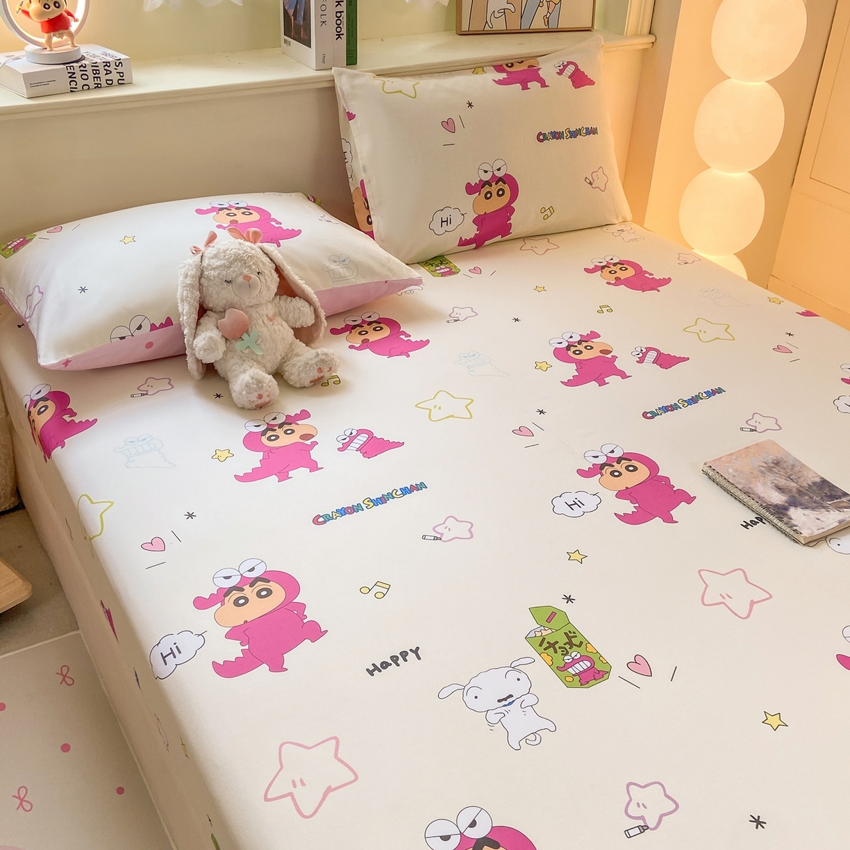 91家纺网 家纺一手货源 找家纺 博雅 2026新款蜡笔小新正版授权全棉纯棉小版单床笠床笠单件 小版-恐龙蜡笔小新