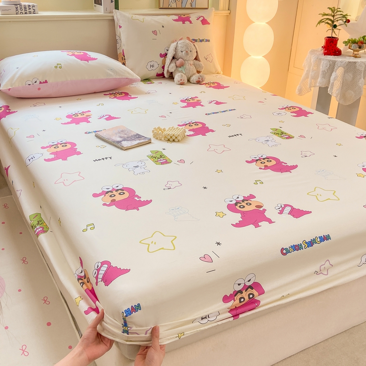 91家纺网 家纺一手货源 找家纺 博雅 2026新款蜡笔小新正版授权全棉纯棉小版单床笠床笠单件 小版-恐龙蜡笔小新