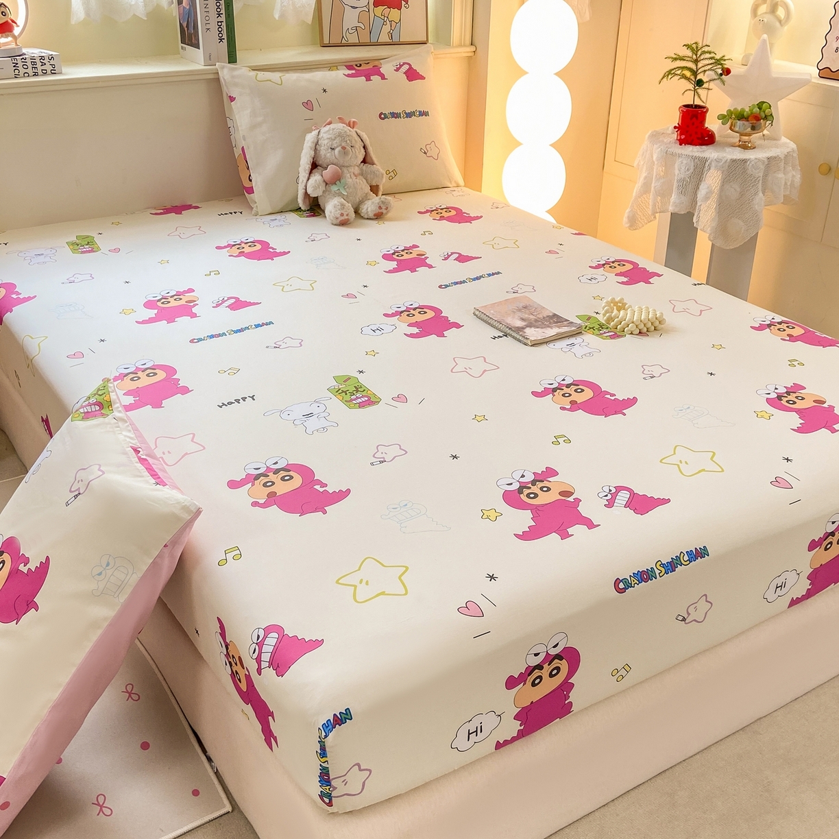 91家纺网 家纺一手货源 找家纺 博雅 2026新款蜡笔小新正版授权全棉纯棉小版单床笠床笠单件 小版-恐龙蜡笔小新